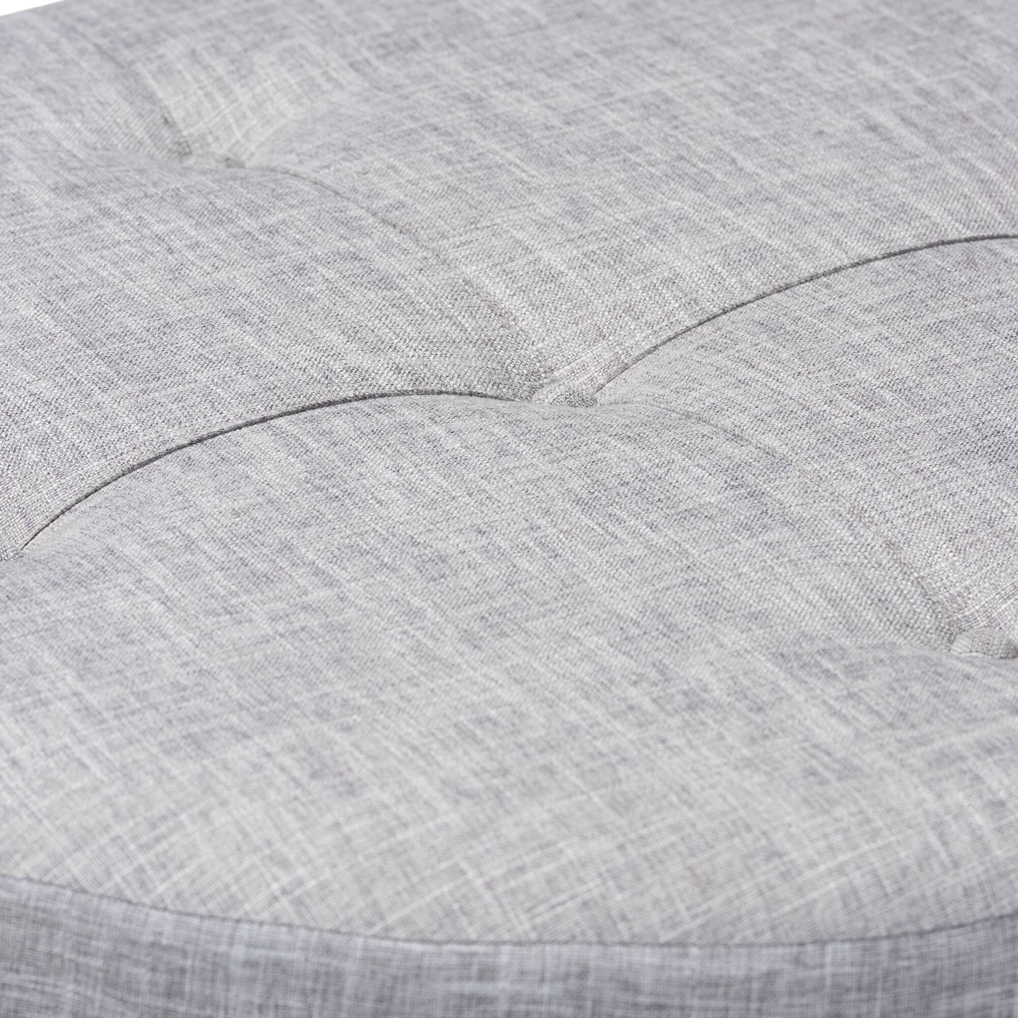 Left. Baxton Studio - Vinet Modern and Contemporary Fabric Upholstered Natural Wood Cocktail Ottoman - Gray.