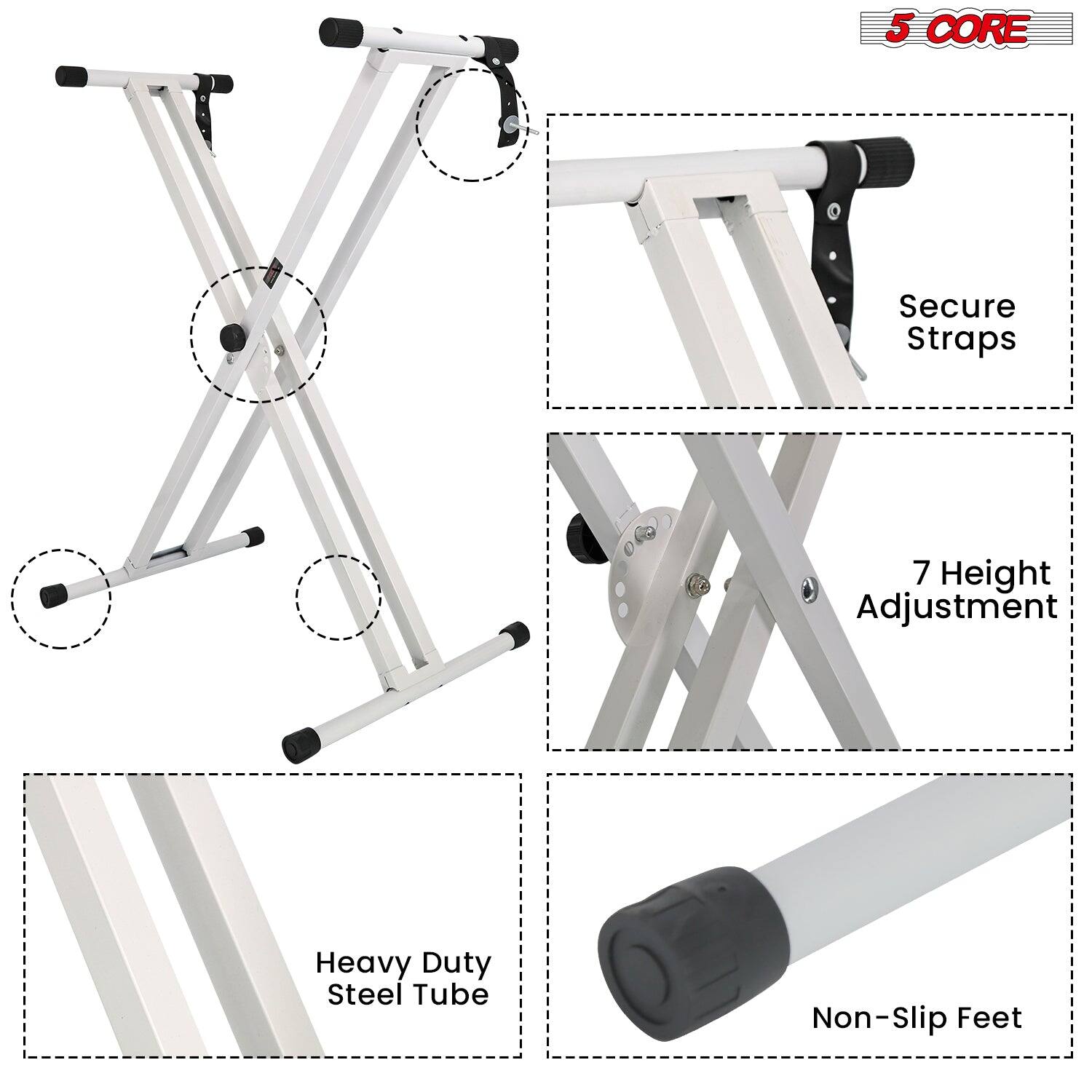 5 CORE, Secure Straps, 7 Height Adjustment, Heavy Duty Steel Tube, Non-Slip Feet