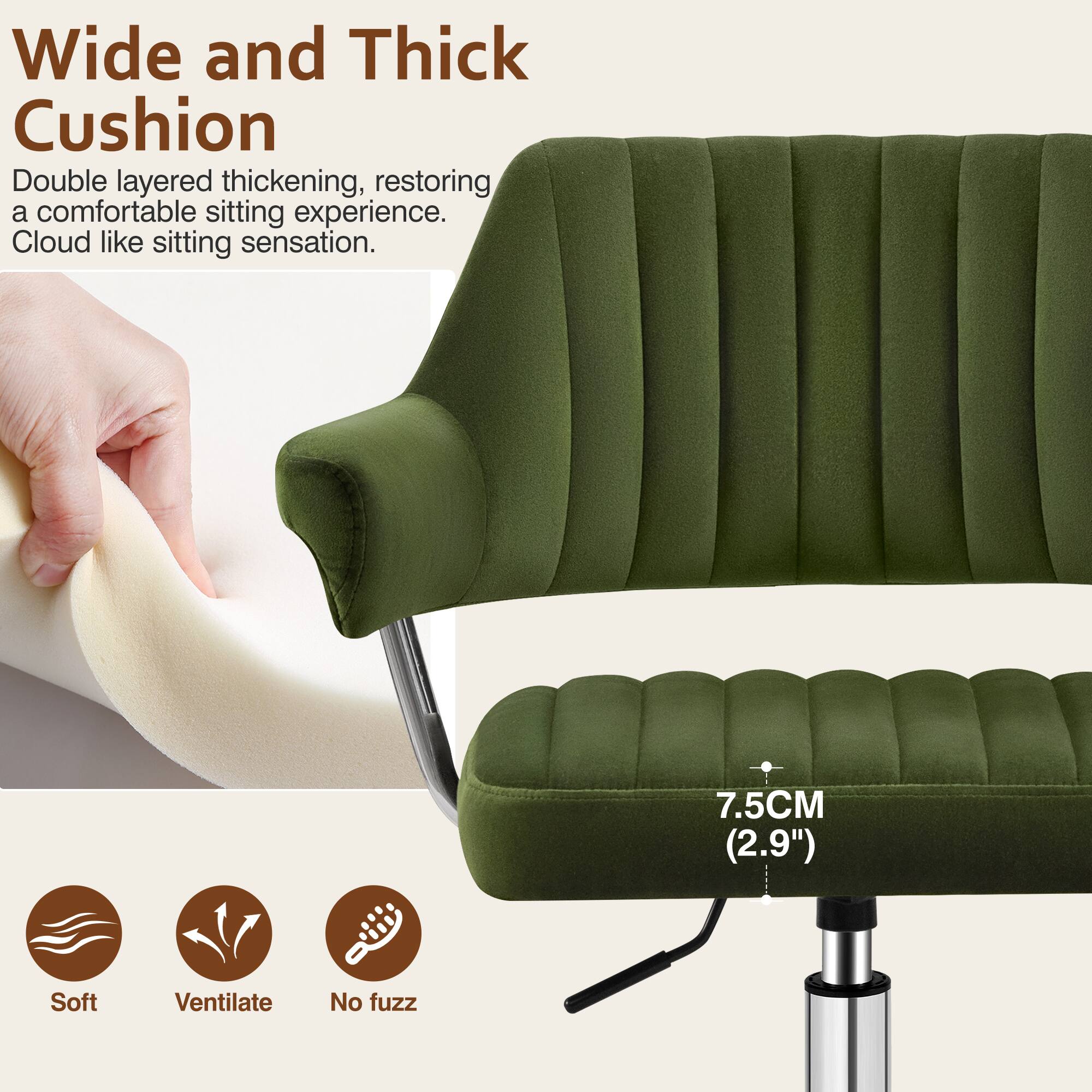 Wide and Thick Cushion

Double layered thickening, restoring a comfortable sitting experience. Cloud like sitting sensation.

7.5CM (2.9") Soft Ventilate No fuzz