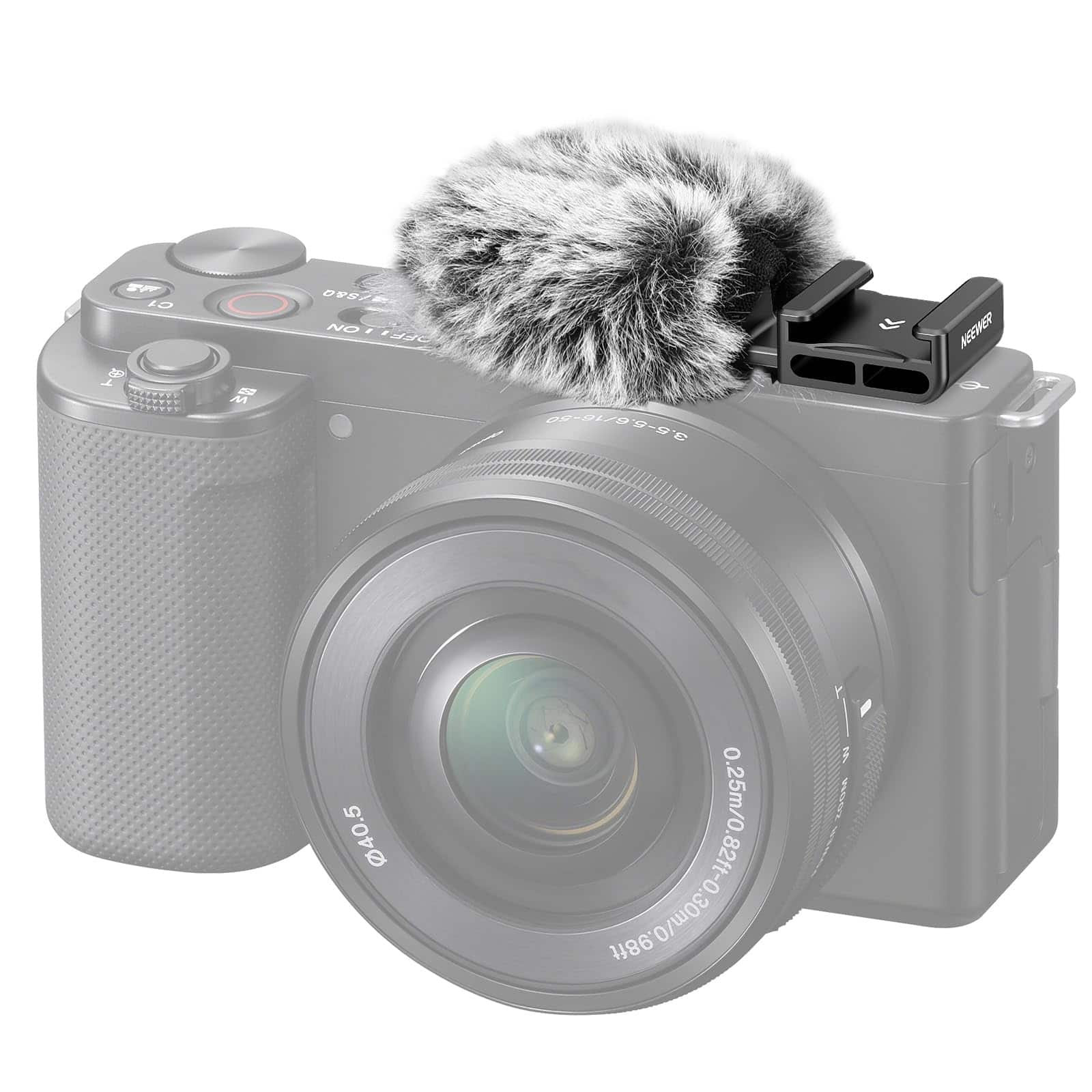 Neewer - Cold Shoe Wind Muff for Sony ZV Cameras - Microphone Windscreen for ZV-1F, ZV-E10, ZV-1 II - Black