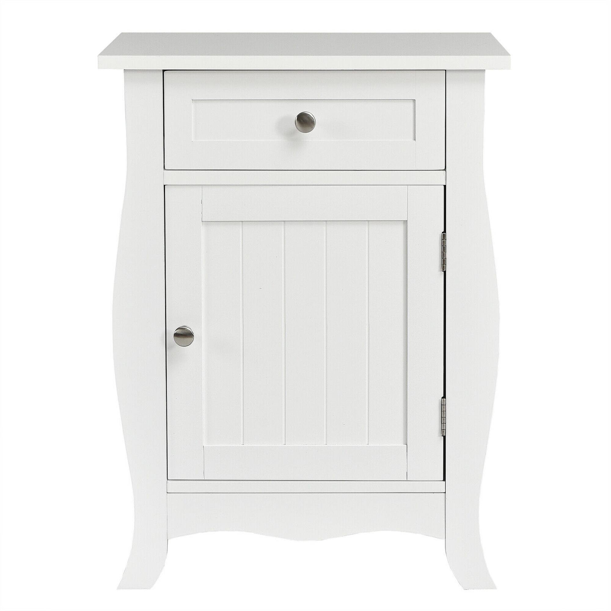 Alt View 18. Costway - Accent End Table with Drawer Storage Cabinet Wooden Nightstand - White.