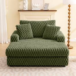 Brick Attic - 53" Upholstered Chaise Lounge Sofa Bed – Modern Sleeper Chair with Throw Pillows & Armrests, Plush Chair Bed - Green