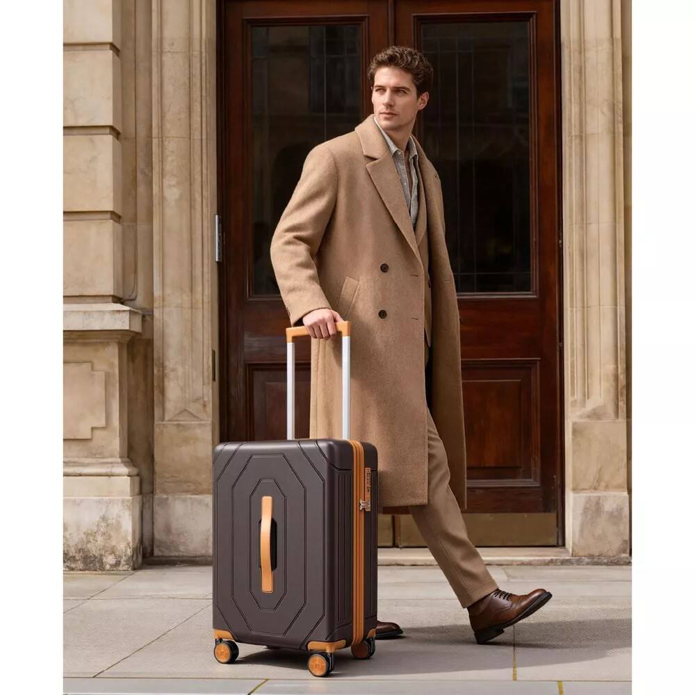 Alt View 1. HONGGE - 2 Piece Hardshell Luggage Set with 20 Inch Carry On Suitcase and 15.6 Inch Travel Backpack - Brown.