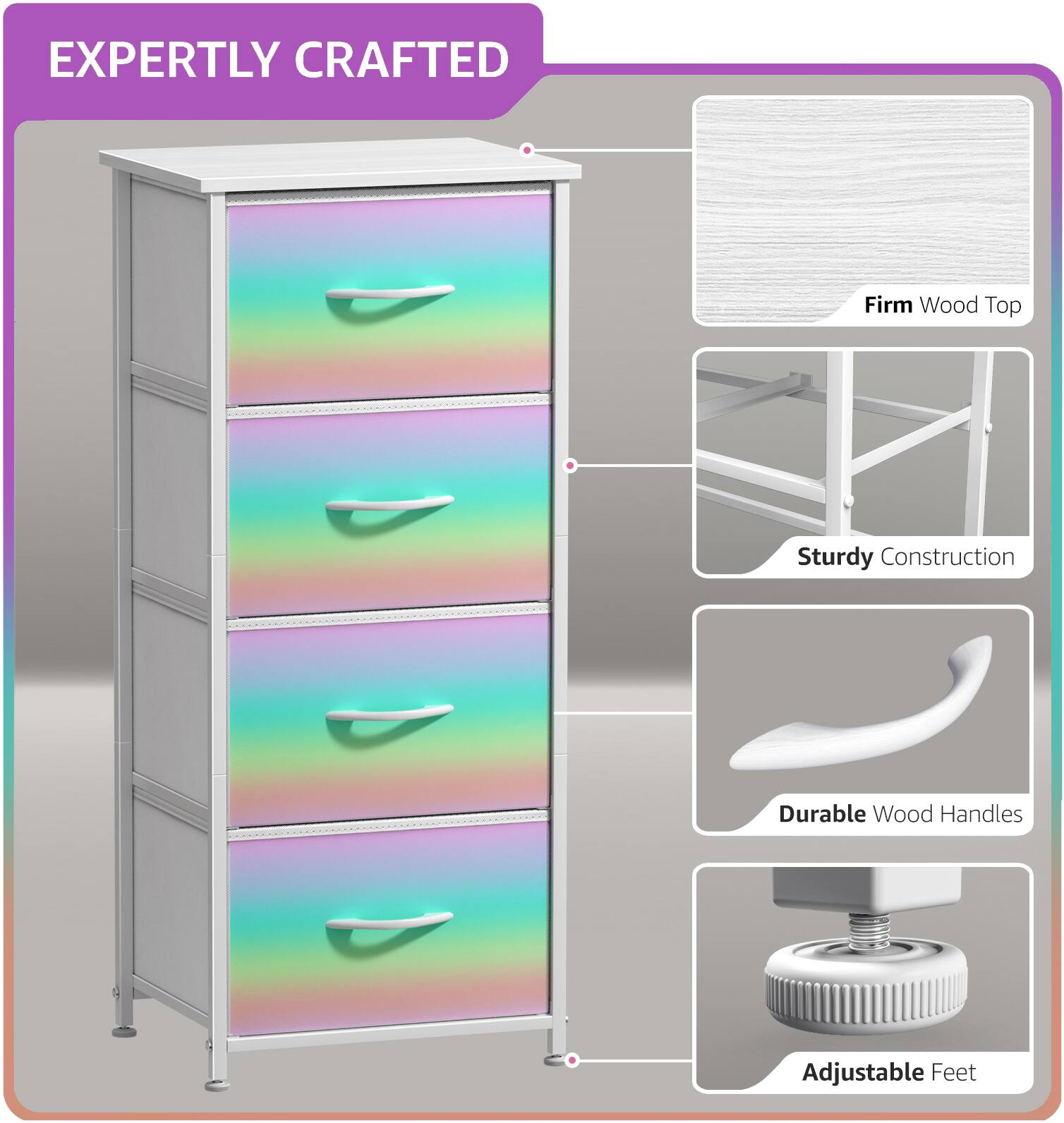 EXPERTLY CRAFTED

- Firm Wood Top
- Sturdy Construction
- Durable Wood Handles
- Adjustable Feet