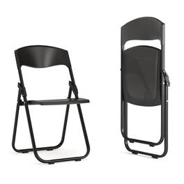 Emma + Oliver - 2 Pack Commercial Event Plastic Folding Chair with Ganging Brackets - Black