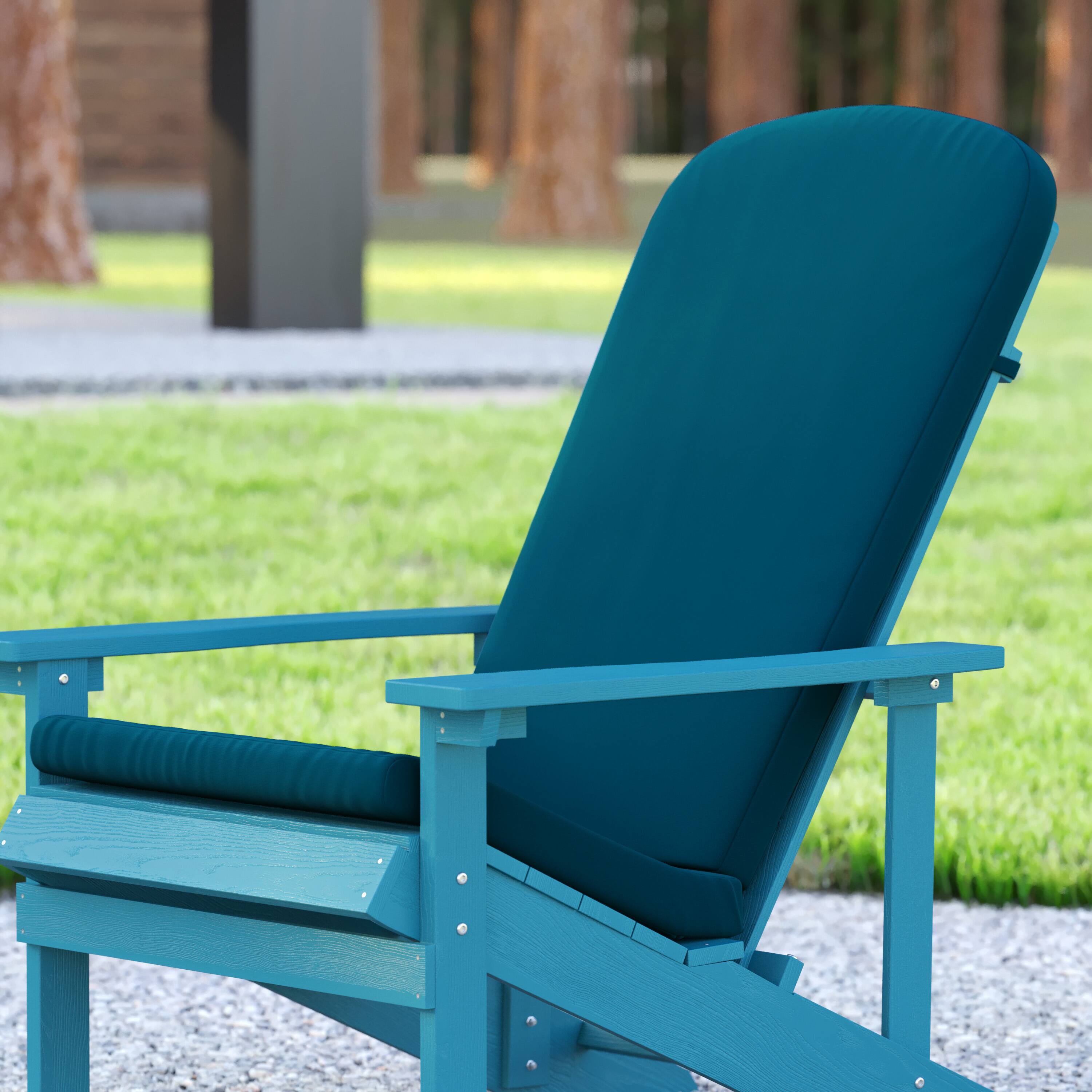 Alt View 4. Emma + Oliver - Hammond All-Weather Indoor and Outdoor Cushions for Adirondack Chairs and High Back Patio Chairs - Teal.