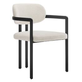 Elio Barrel Fabric and Metal Dining Chair by Modway - White