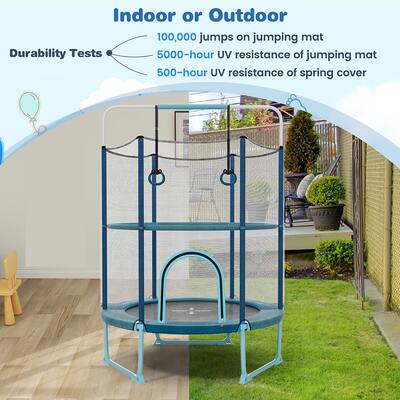 Gymax 60'' Trampoline for Kids w/ Gymnastic Bar Rings Foamed Gymax 60'' Trampoline for Kids w/ Gymnastic Bar Rings Foamed