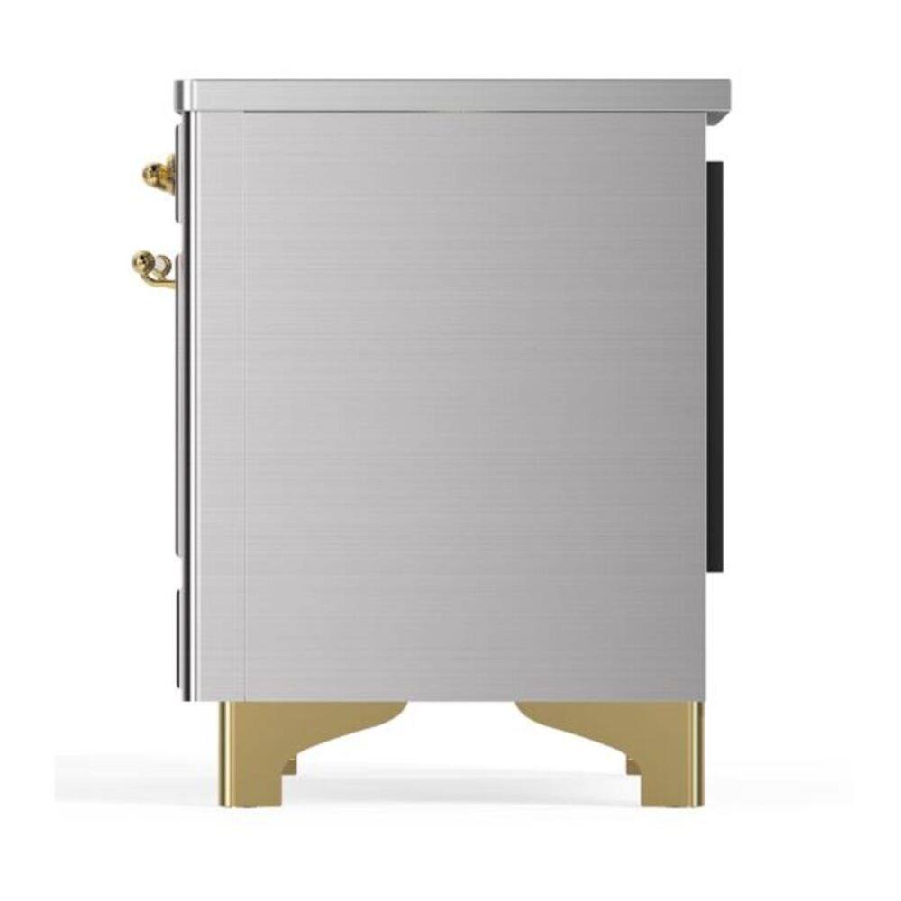 Alt View 4. ILVE - ILVE Majestic II Series  36 in. Induction Range with 5 Induction Elements (Brass Trim) - Stainless Steel.