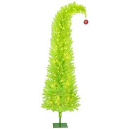 Homcom - Whimsical Prelit Pencil Christmas Tree with Red Ball, 628 Branch Tips, 250 LED Lights, Metal Base, Artificial - Green