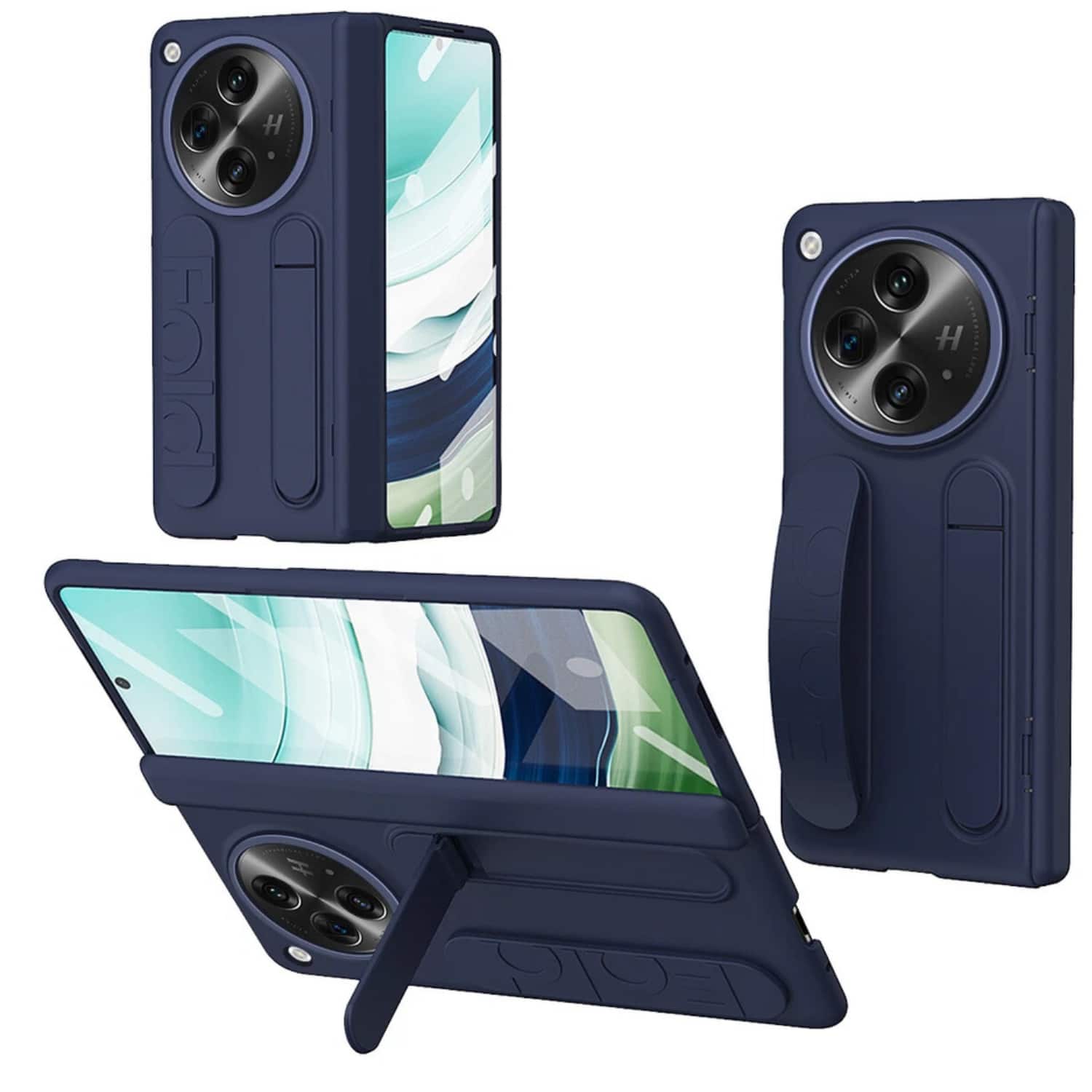 Stock Preferred - Fold Wristband Case with Screen Protector & Kickstand For OnePlus - Blue