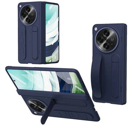 Front. Stock Preferred - Fold Wristband Case with Screen Protector & Kickstand For OnePlus Blue - Blue.