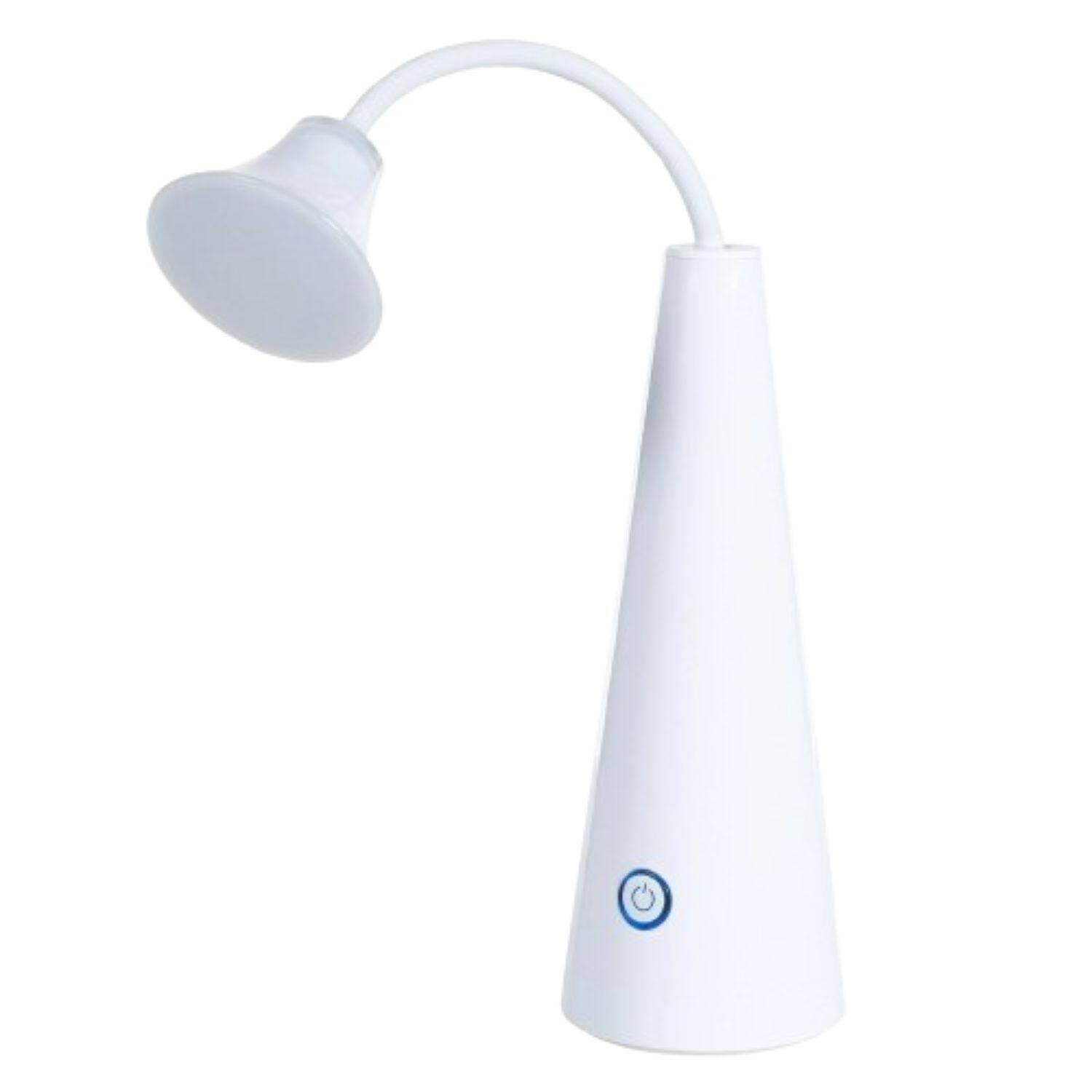 Front. Home Collection - Contemporary White LED Desk Lamp – Flexible Gooseneck Reading & Task Light.