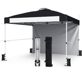 Costway - 10' x 10' Instant Pop-up Canopy with Sidewall, Roller Bag, Hanging Crossbars - Black