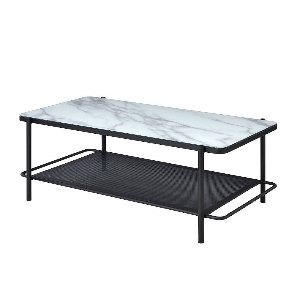 Alt View 2. Furniture of America - Joaquin Metal 1-Shelf Coffee Table in Black and White - Black.