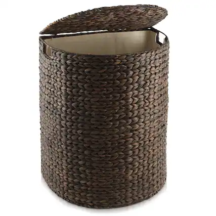 Front. Casafield - Half Moon Laundry Hamper Basket w/ Lid and Removable Liner for Clothes - Espresso.