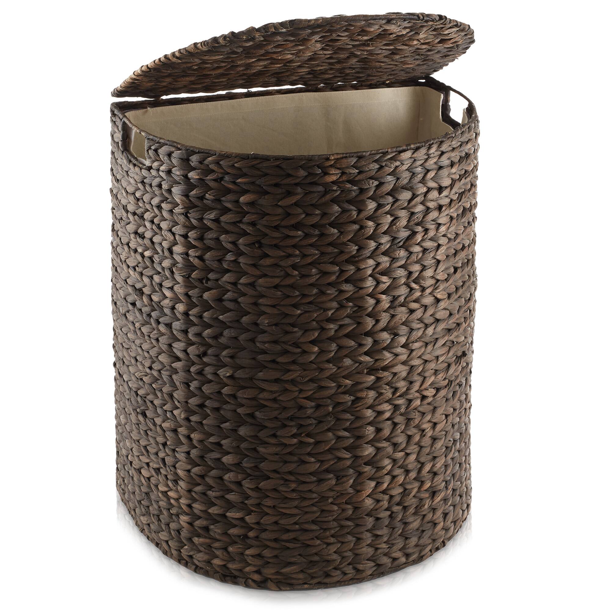 Front. Casafield - Half Moon Laundry Hamper Basket w/ Lid and Removable Liner for Clothes - Espresso.