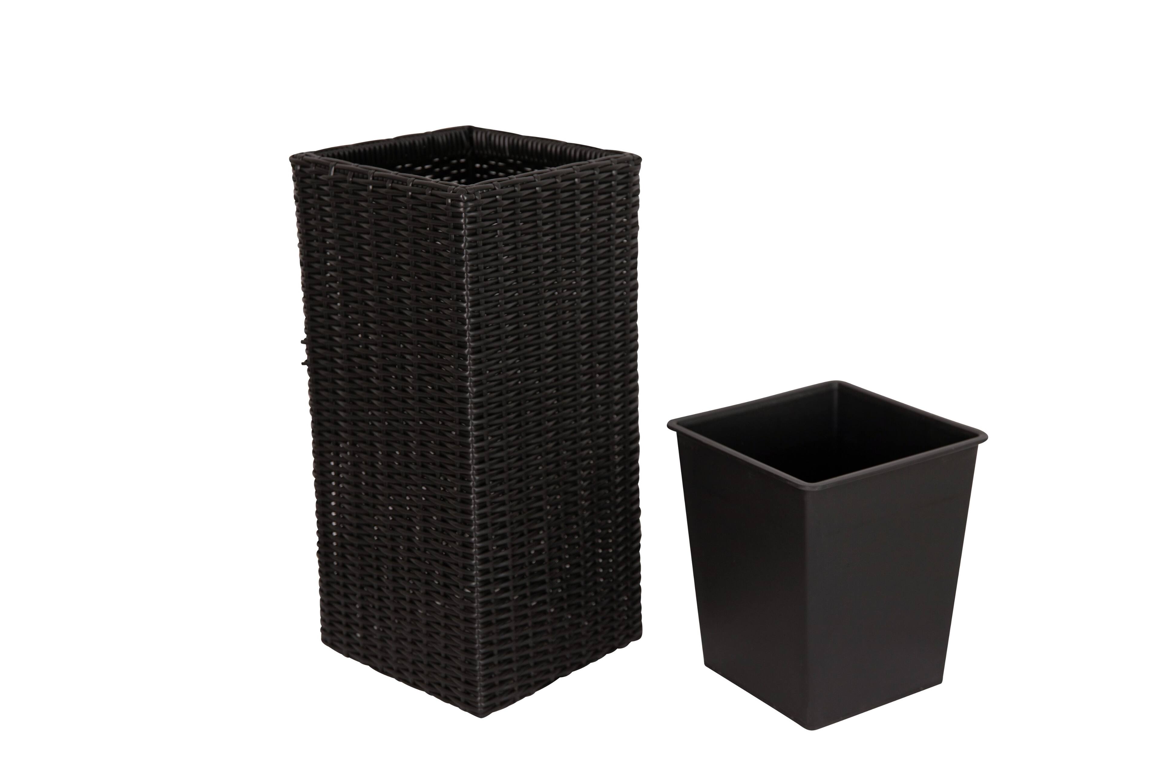 Alt View 2. Balkene Home - Tall Planter and Sierra Square Wicker Planter Set of 2 - Modern Outdoor Planters for Patio, Balcony, or Garden - Black.