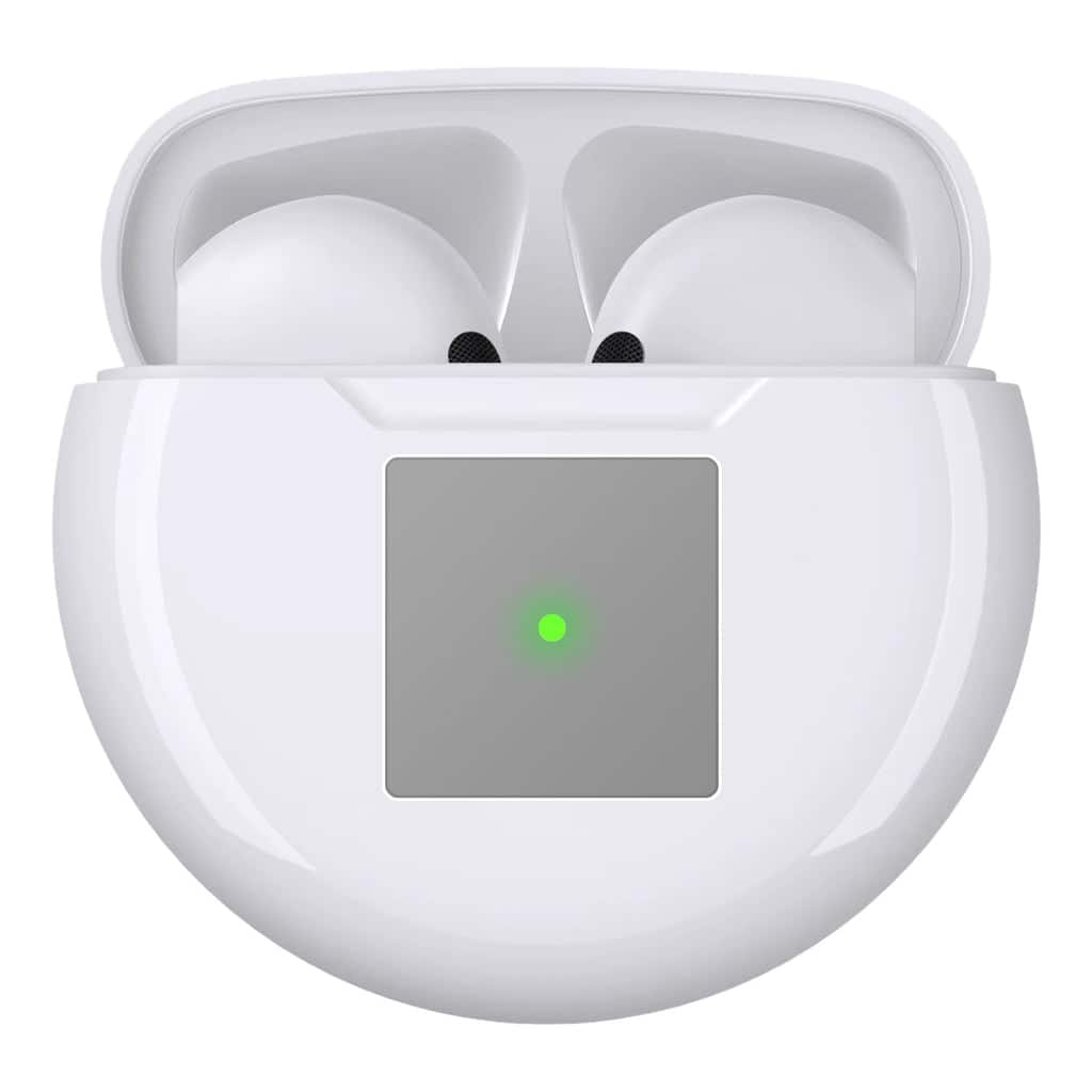 Alpha Digital - Ear-Buds- Bluetooth 5.2, Stereo/Noise Cancel, 30Hrs- Wireless Charging - White