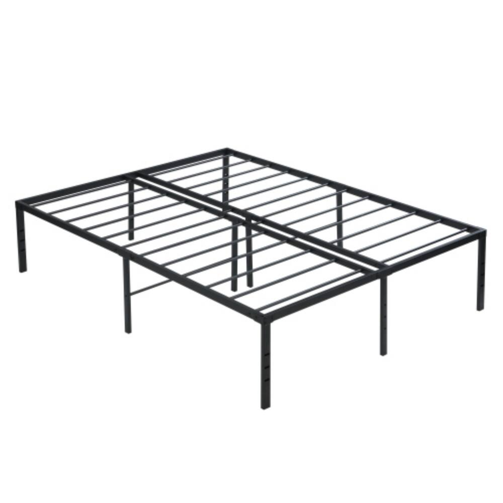 Left. LUCKY ONE - King Size Heavy Duty Metal Bed Frame, Reinforced Steel Slats, Noise-Free, No Box Spring Needed, Under-Bed Storage - Black.