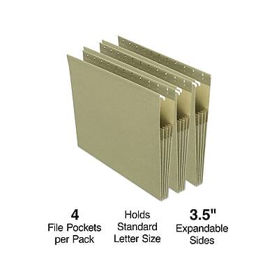 4 File Pockets per Pack  
Holds Standard Letter Size  
3.5" Expandable Sides