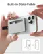 Built-in Data Cable: Sharge. To use the data cable, push it out through the cutout on the back of the enclosure.