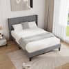 Front. Gymax - Gymax Full Size Upholstered Bed Frame w/ Elastic Pockets Mattress Foundation Gray - Gray.