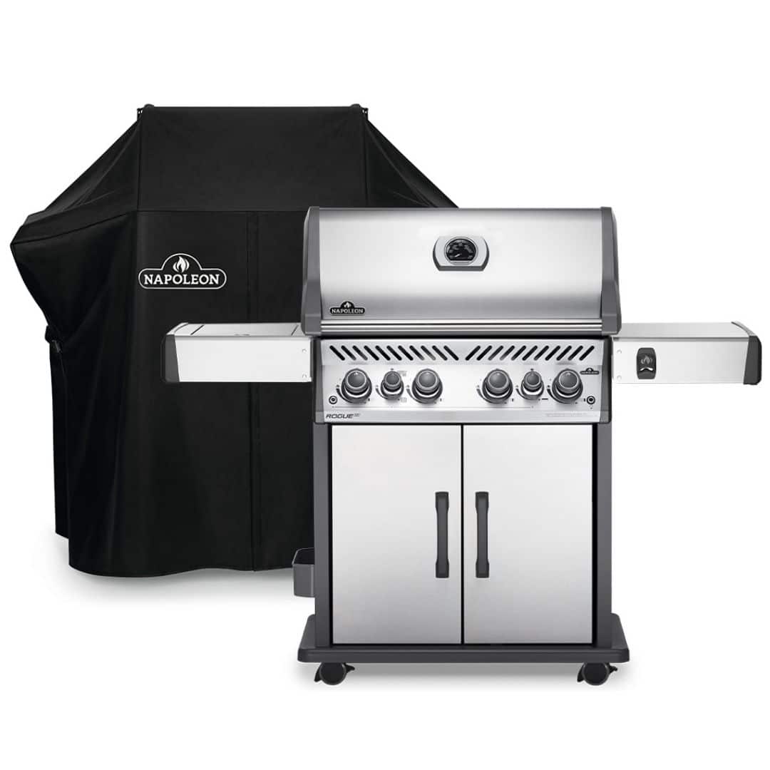 Napoleon - Rogue SE 525 Propane Gas Grill with Side and Rear Burners and Grill Cover - Stainless Steel - Angle_Zoom