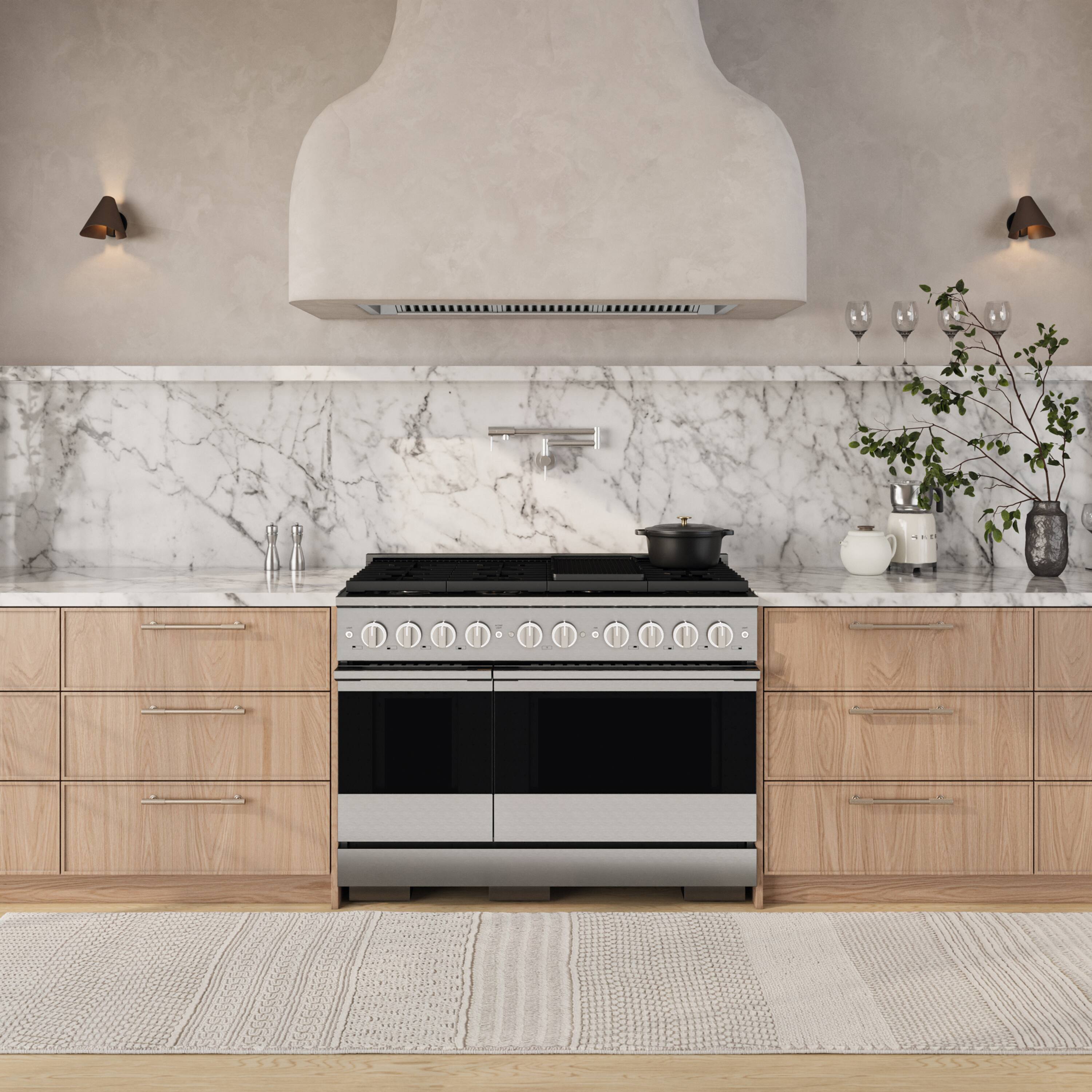 Alt View 2. ZLINE - 48 in. 6.7 cu. ft. Marino Dual Fuel Freestanding Range with 8 Burner Gas Cooktop and Dual Ovens in Stainless Steel - Stainless Steel.
