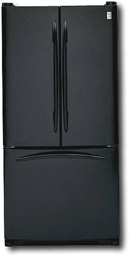 Front Standard. GE - Profile 22.2 Cu. Ft. Side-by-Side Refrigerator with Bottom-Mount Freezer - Black-on-Black.