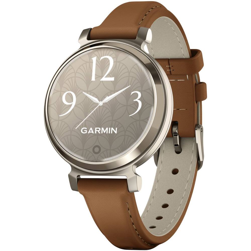 Alt View 2. Garmin - Lily 2 Classic Cream Gold w/ Tan Leather Band Smartwatch+2 Year Warranty - Cream Gold with Tan Leather Band.