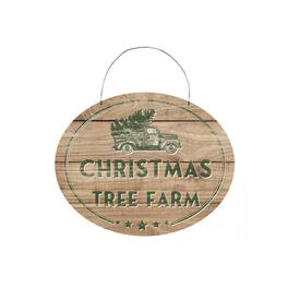 BreeBe - Christmas Tree Farm Sign with Rustic Wood Design 10"L - Brown, Green