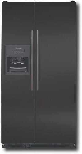 Front Standard. KitchenAid - Superba 23.1 Cu. Ft. Side-by-Side Refrigerator with Thru-the-Door Ice and Water - Black.