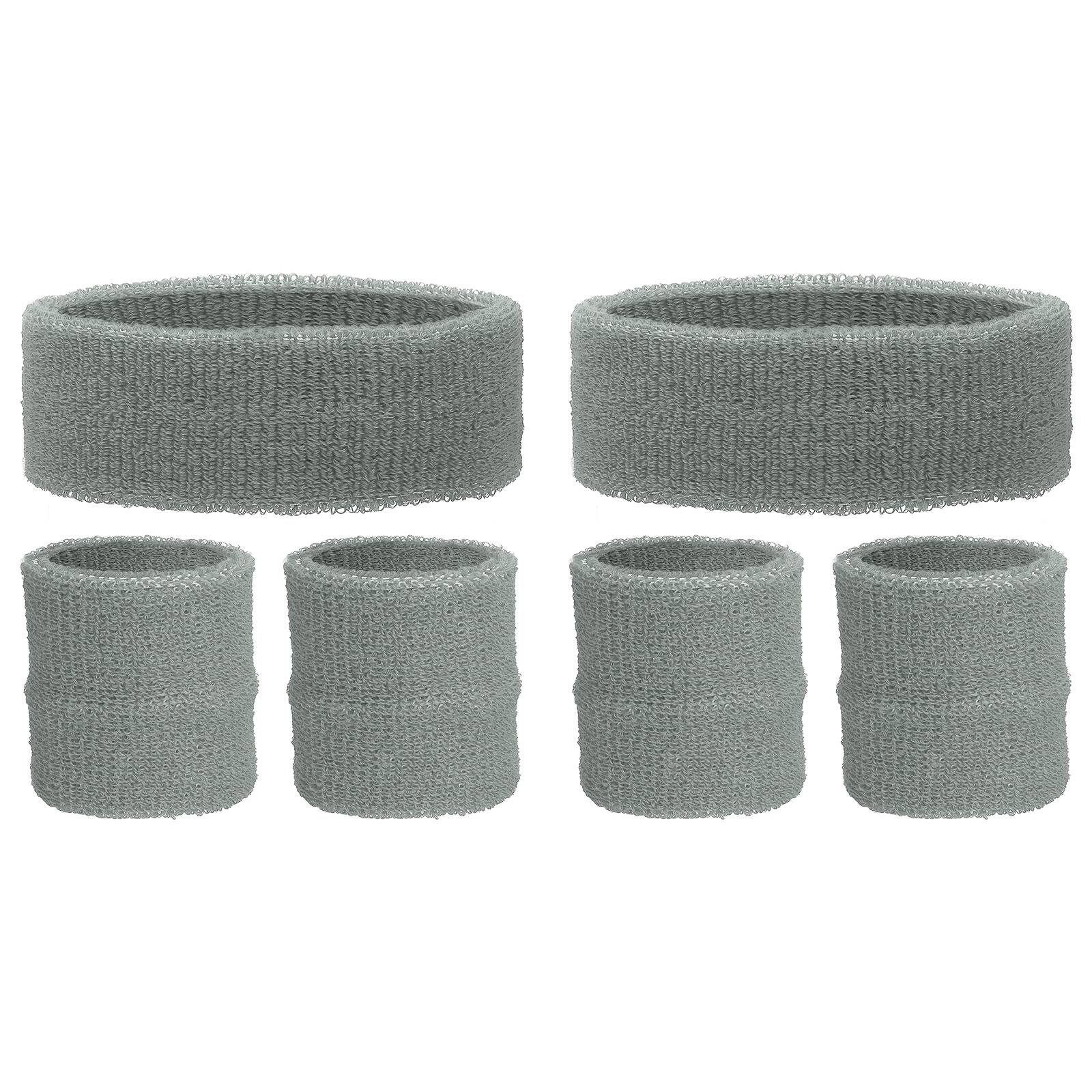 Unique Bargains - Sweatband Set, 2pcs Headband + 4pcs Wristbands Moisture Wicking Breathable Athletic Bands 6pcs for Sports - Gray price history on PriceWatchPro