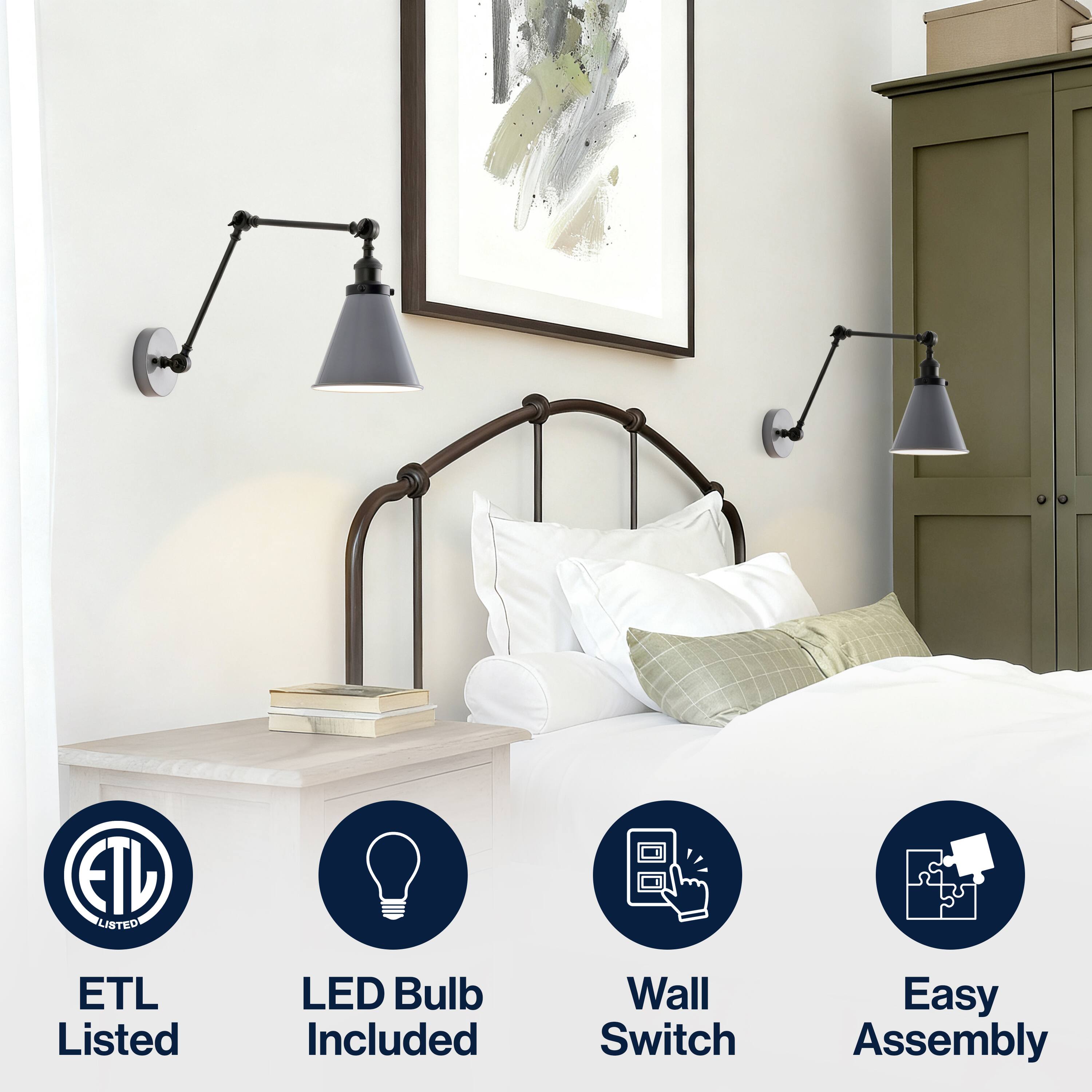 ETL Listed  
LED Bulb Included  
Wall Switch  
Easy Assembly