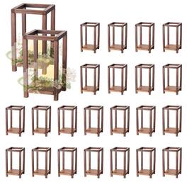 VEVOR - 24 Pcs Wooden Wedding Lantern, Cedar Wood and Plastic Wooden Lantern Candle Holder, Rustic Decorative Home Centerpiece - Brown