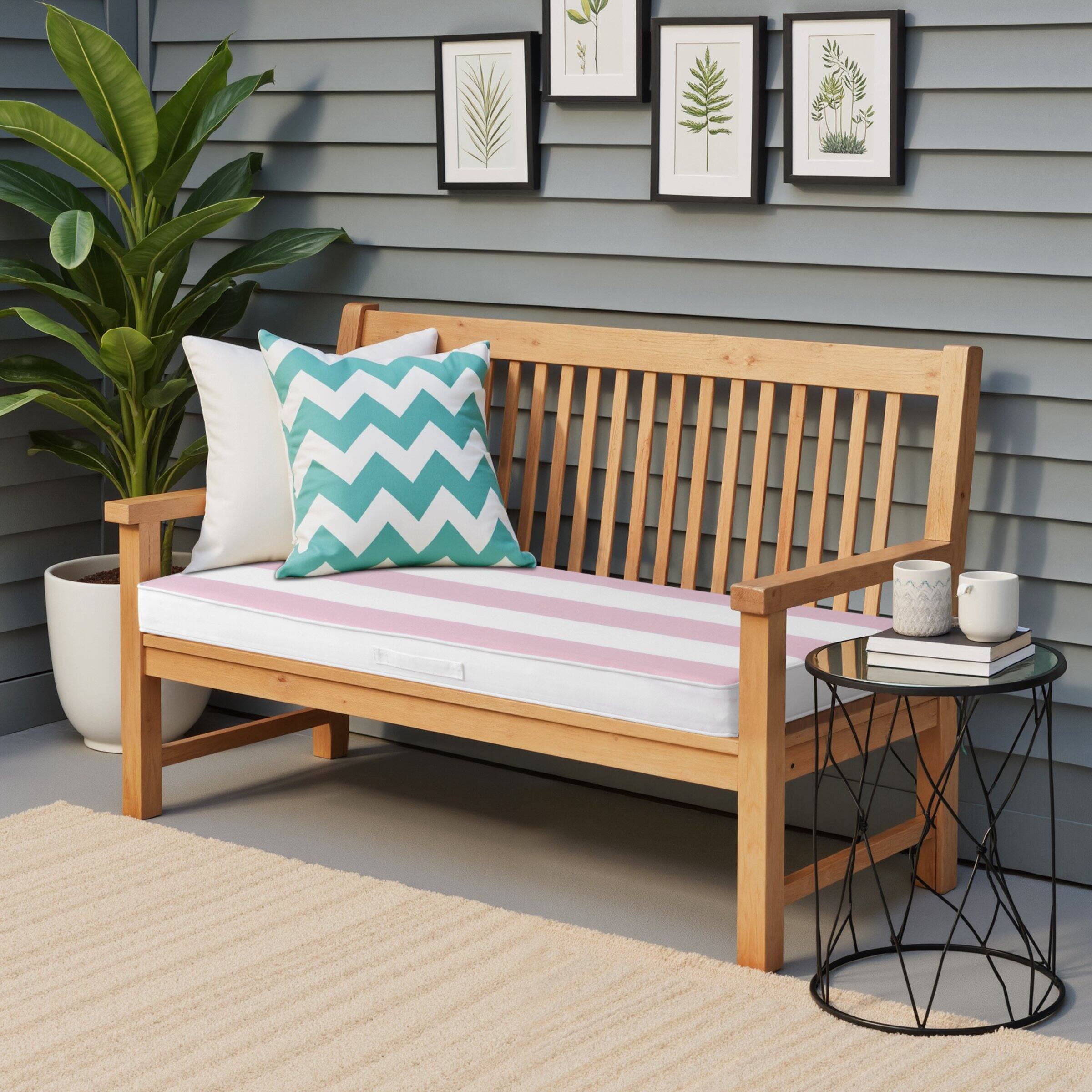 Alt View 5. Crestlive Products - Crestlive Products Outdoor Settee Bench Seat Cushion Patio Swing Cushion Loveseat Cushion - Pink White.