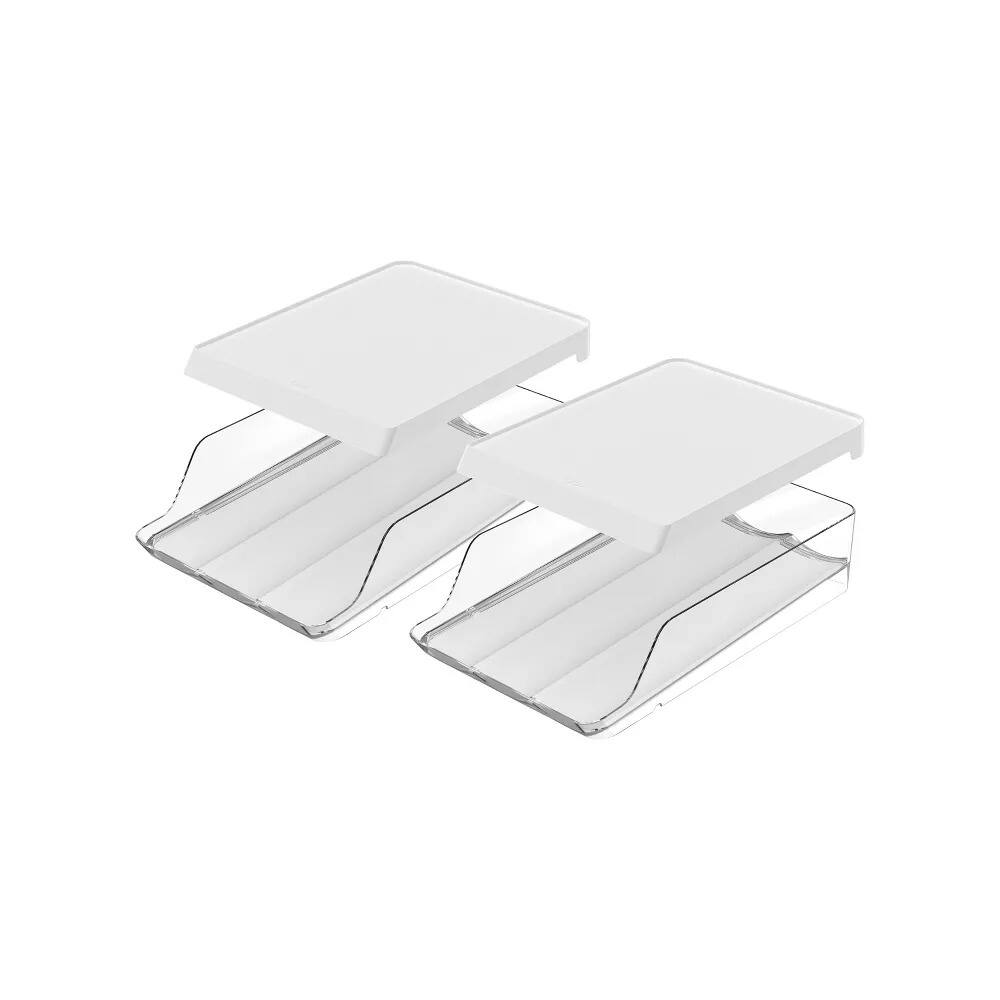 Alt View 5. OU - OU Egg Holder for Fridge, Rolling Egg Organizer for Refrigerator Organization, Clear Kitchen Storage.