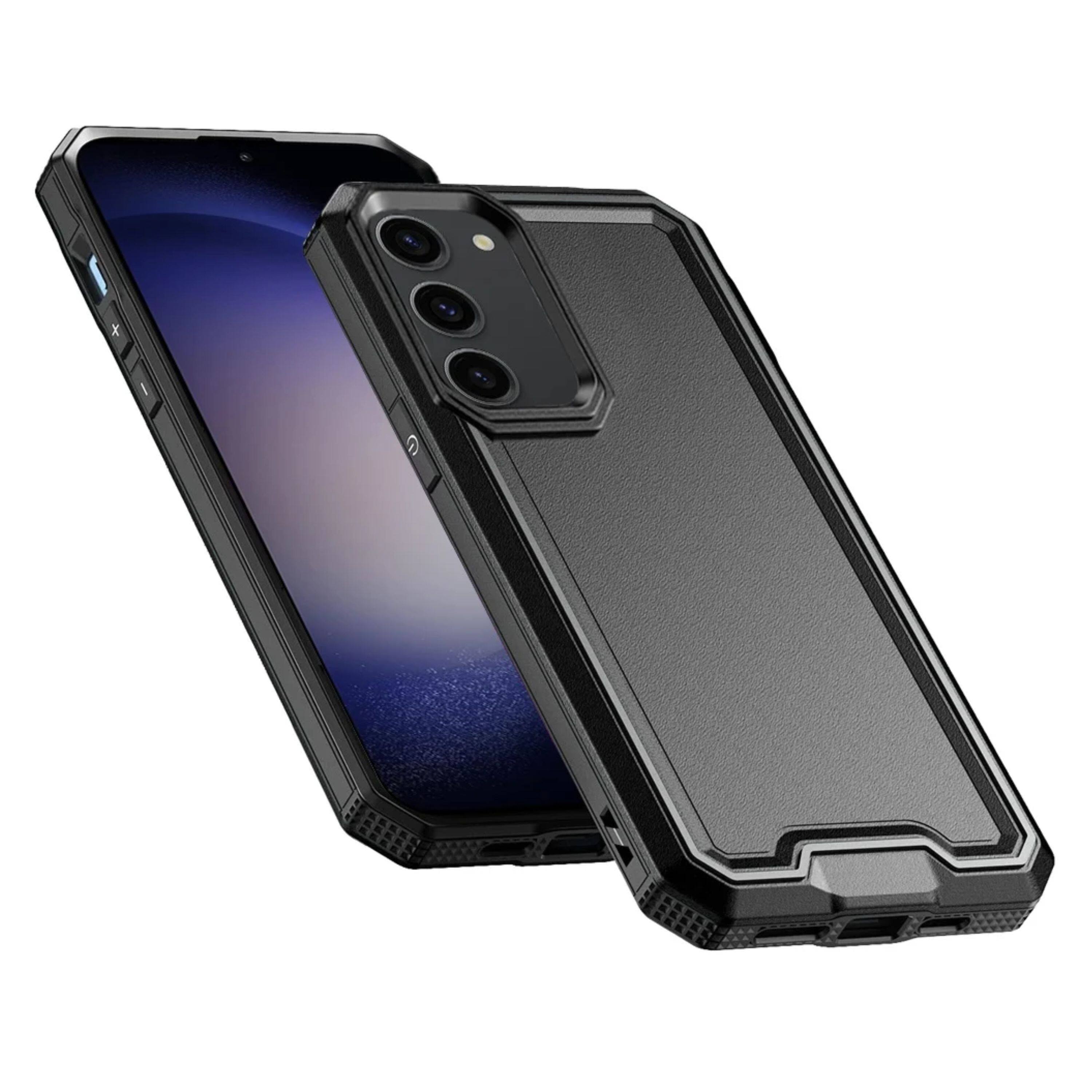Angle. Kitcheniva - Rugged Strong Fused Phone Case With Tempered Glass For Samsung Galaxy S23 FE 5G Black - Black.
