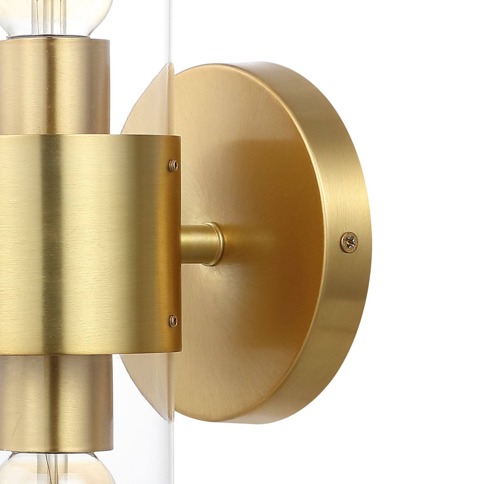 Alt View 5. Jonathan Y - Quinn 15.5" 2-Light Mid-Century Modern Iron/Acrylic LED Sconce, Brass Gold/Clear - Brass Gold/Clear.