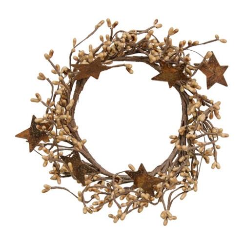 Angle. BreeBe - Pip Berry Ring With Rusty Stars Teastain 4" - Brown.