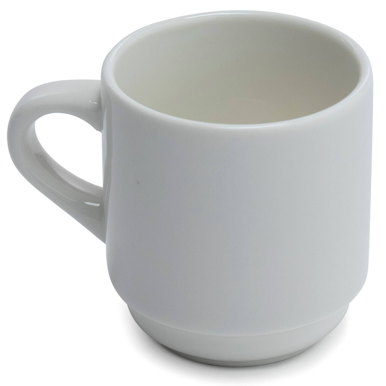 Angle. ChefWave - ChefWave 3oz Ceramic Tiara Espresso Cup and Saucer Set (2-pack) - White.