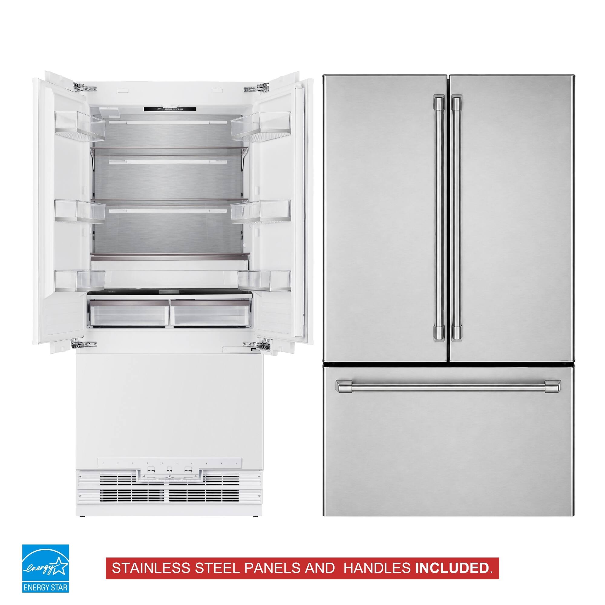 ENERGY STAR STAINLESS STEEL PANELS AND HANDLES INCLUDED.