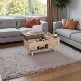Hivvago - Multi-Functional Coffee Table Featuring Lift Top and Concealed Storage - Natural