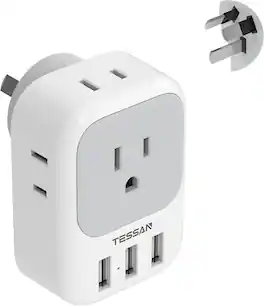TESSAN - Australia and New Zealand Travel Power Adapter, Type I - gray/white-Type I