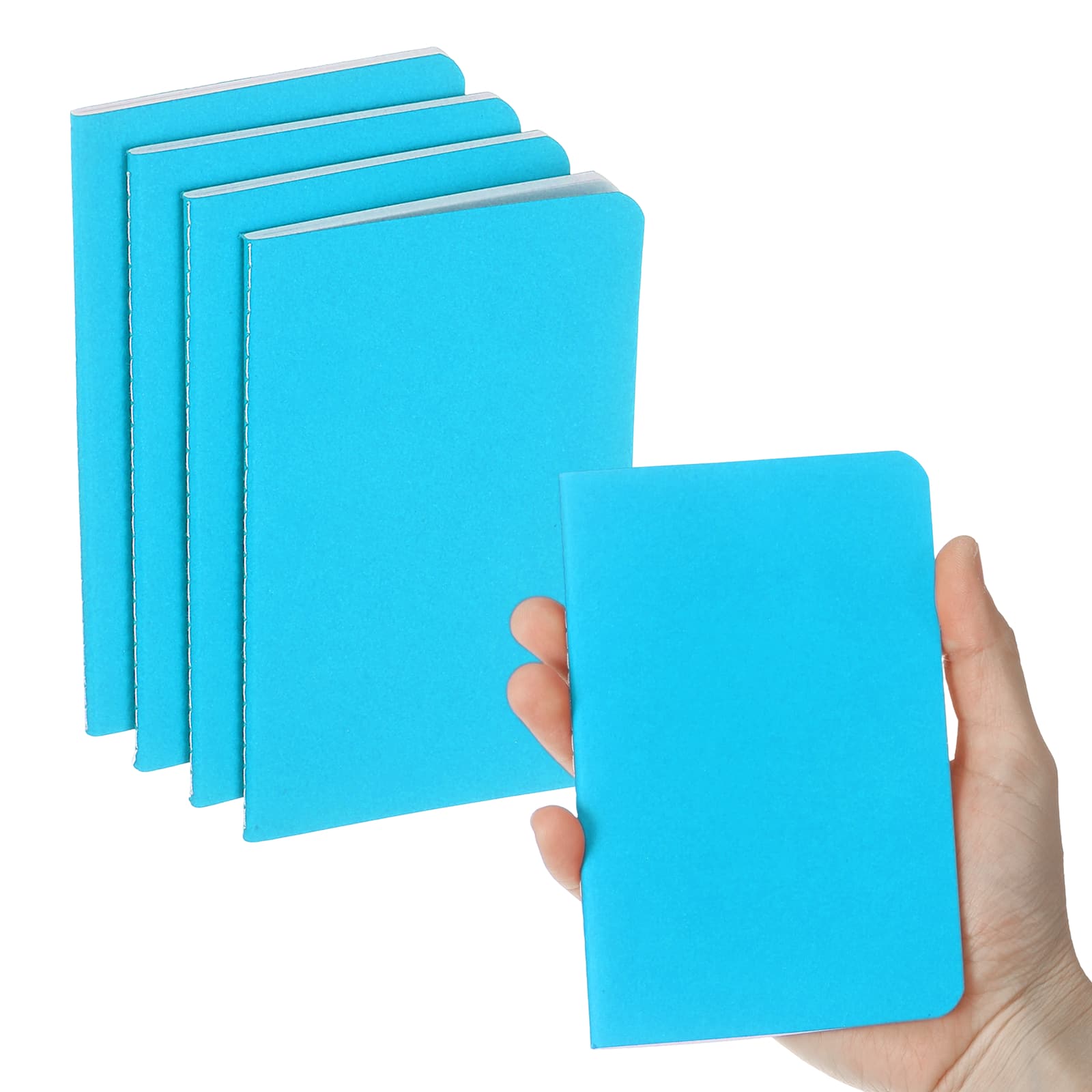 Unique Bargains - 6pcs A6 Notebook, Mini Pocket Kraft Memo Notepads Lined Sketchbook 3.5x5.5 Inch 30 Sheets for Office Travel - Blue