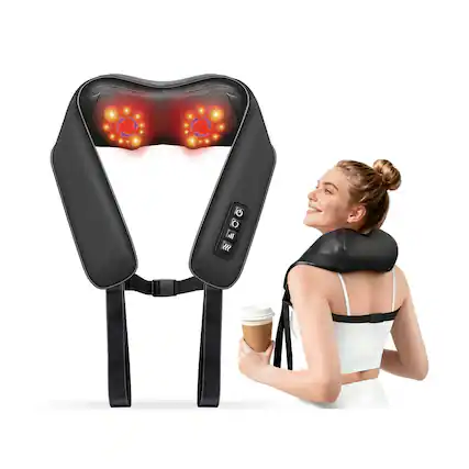 Front. Live At Space - 3D Shiatsu Neck Massager with Heat, Deep Kneading for Shoulder Back Leg, Home Office Car Use - 642146671289.