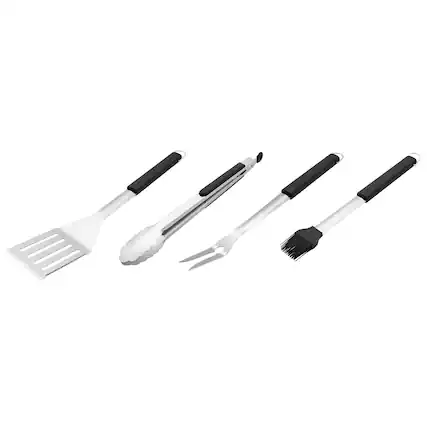 Front. Henckels - Henckels BBQ 4-pc Stainless Steel Grill Tool Set - Stainless Steel.