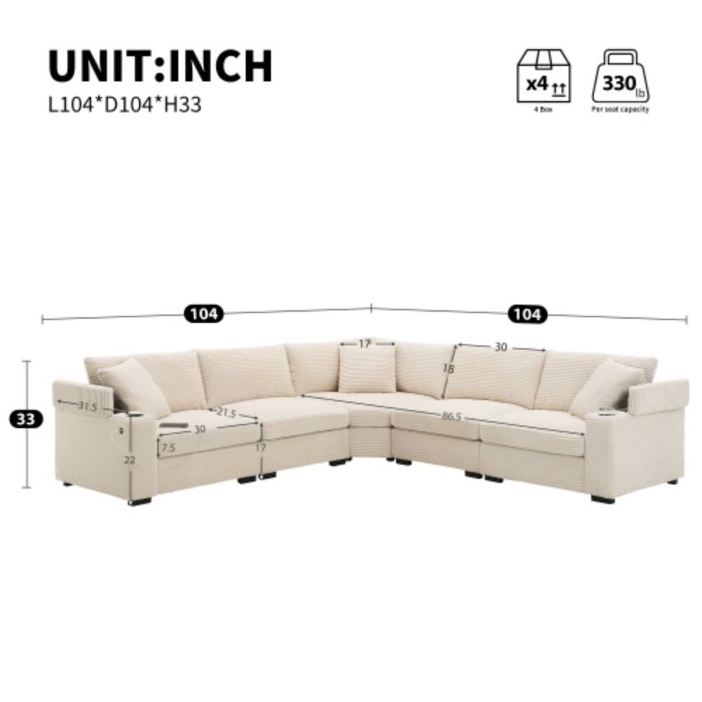 UNIT: INCH  
L104* D104* H33  
x4 11  
330 lb Per seat capacity  
104  
104  
17  
30  
18  
33  
31.5  
22  
75  
30  
21.5  
17  
86.5