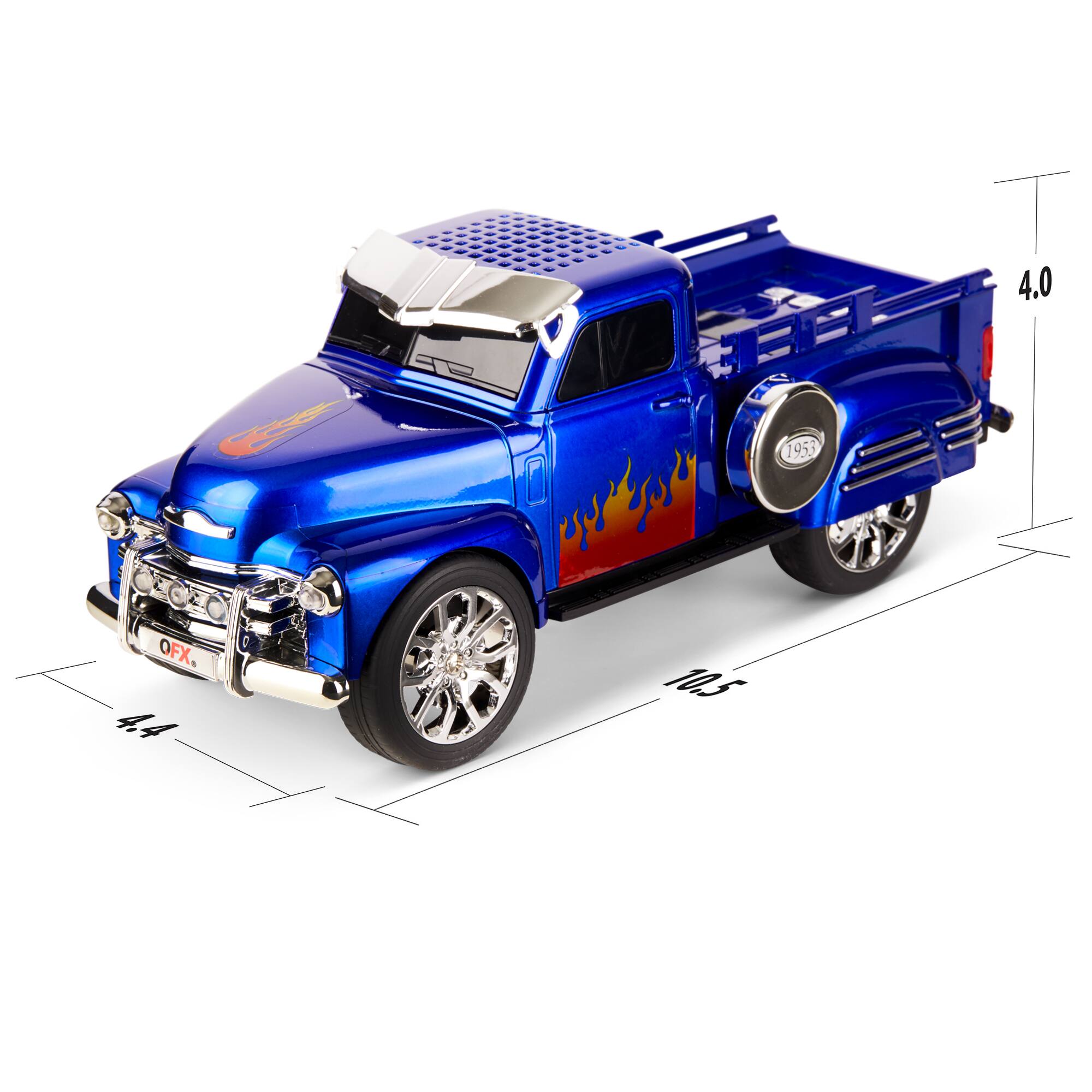 Angle. QFX - Retro Classic Truck Portable Bluetooth Speaker with Bass Radiator and LED Lights - Blue.